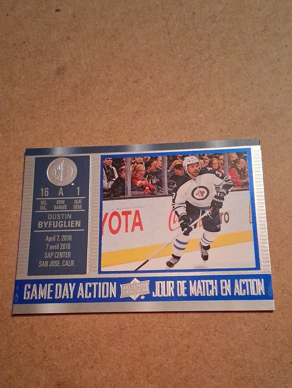 Dustin Byfuglien Winnipeg Jets Game Day Action Hockey Card
